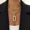 Pendant Necklaces Vintage Metal Cuban Chain Necklace For Women Hip Hop Toggle Long Choker Jewelry Collier