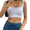 Damen Tanks Sommer Frauen Slim Tank Tops Sexy Crop Top für Solid Square Neck Plain ärmelloses Leibchen