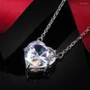 Kettingen verkopen Big Crystal Heart Cubic Zirkonia hanger ketting vrouwen romantische bruids bruiloft eenvoudige stijlvolle x010