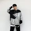 Sweats à capuche pour hommes Homme Streetwear Hip Hop Sweat-shirt Vêtements d'extérieur Vêtements de scène Hommes Automne Hiver Paillettes Splice Lâche Casual Pull en polaire