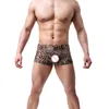Underpants 3pcs Мужчины нижнее белье леопардовое боксер шорты трусики дышащие боксеры сексуальны