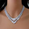 Chains Exaggeration White Stone Cubic Zirconia Choker Wedding Necklace For Bride CZ Big Statement Water Drop Crystal 2023