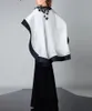 Elegante zwarte zeemeermin avondjurken met cape o-neck bloemen satijn lang prom Formal jurk gewaad de soiree 2023 nieuw