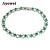 Bracelets porte-bonheur Style prix de gros romantique péridot vert profond ton argent pour femmes bijoux de mode TBS1092A1