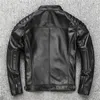 Men's Leather Faux Sheepskin Jacket Men Motorcycle Biker Spring Natural Genuine Calfskin Jackets Vintage Slim Short Male Coat 230213