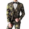 Herrdräkter Blazers Luxury Paisley Print Fashion Barock Slim Groom Tuxedo Gold Velvet Club Party Prom Compuume Ternos 230213