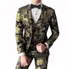 Мужские костюмы Blazers Luxury Paisley Print Fashion Baroque Slim Groom Tuxedo Gold Velvet Club Party Costume Ternos 230213