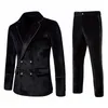 Herren-Trailsuits Herren High-End Velvet Anzüge Kleiderjacke Party Kostüme Jacke und Hosen 230213