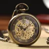 Pocket Watches Men's Smooth Transparent Watch Chains Steampunk Hand-winding Skeleton Mechanical Fob for Men Women Gifts Reloj