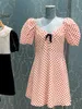 Casual Dresses Designer High-end Spring and Summer 22 polka dots printed bow decorative bubble short sleeve dress 88IZ