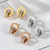 Mode luxe en acier inoxydable cristal boucles d'oreilles pour les femmes exquis chiffre romain rond boucle d'oreille tendance bijoux cadeau