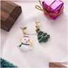 Stud Selling Sier Plated New Santa Claus Christmas Tree Asymmetric Earrings Creative Resin Earring Drop Delivery 202 Dhtrq