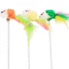 Cat Toys 1PC Feather Stick Spring Ventosa con Bell Mouse Forniture Piume elastiche per animali domestici