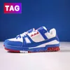 Designer heren causale schoenen mode dames lederen veterplatform sole blauw groen denim zwart gele denim sneakers mannen vrouwen luxe fluweel fluweel suède reliëf trainer