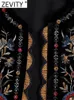 Chalecos de mujeres Zevity Women Vintage Sequins Flower Bordado Chaqueta de chaleco Damas Estilo nacional Patchwork casual de terciopelo Topas CT2978 230213