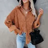 Women's Jackets Autumn Corduroy Jacket Women Overshirt Shirt For Button Leopard Coat Female Pocket Top 2023