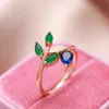 Band Rings Kinel New Vintage Leaf Ring for 585 Rose Gold With Natural Zircon Simple Korean Women Ring High Quality Daily Fine Jewelry 2022 G230213