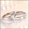 Couple Rings 2Pcs Love Sets Zircon Ring Fashion Sier Jewelry Romantic Lover Set Drop Delivery Dhnpu