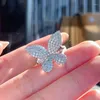 Cluster Rings 2023 Cute Silver Color Butterfly Adjustable Ring With Bling Zircon Stone Fashion Jewelry Wedding Engagement For Women