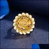 Bande Anneaux Fleur D'or Pour Les Femmes Bijoux À La Main Femme Promesse De Mariage Vintage Or Bague De Fiançailles Dames Cadeaux Drop Delivery Dhiuh