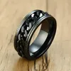 Anéis de banda VNOX Spinner elegante anéis de spinner de 8 mm de aço inoxidável intertwine anéis para homens centrais da cadeia Anel Alliance Black/Blue Color G230213