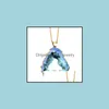 H￤nge halsband metallkedja l￤kande energi halsband f￶r kvinnor f￤rgade naturliga kristall agat druzy mineraler ￤delsten sten charm droppe dh4ew