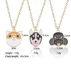 Pendentif Colliers Collier de chien de compagnie Dessin animé Dripping Chiot Tête d'animal pour femmes Filles Husky Teddy Akita Caniche Bijoux Cadeau