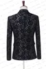 Męskie garnitury Blazers Siliweya 2023 Czarne kwiatowe smoking ślubny dla pana młodego 2 sztuki kurtki Slim Fit Men niestandardowy kostium mody 230213