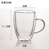 Mugs 2023 100-400ml Double-layer Heat Resistant Transparent Glass Cup Office Coffee Tea Whiskey Wine Mug With Handle Drinkware