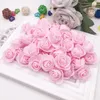 Dekorativa blommor 50 st/parti 3,5 cm mini pe skum rose blomma huvud konstgjord för hem diy huvudbonad kransförsörjning bröllop fest dekoration