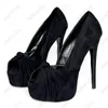 Ronticool New Fashion Women Platform Pumps Super Sexy Stiletto Heels Peep Toe Gorgeous Black Party Shoes US Plus Size 5-20