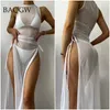 Kvinnors badkläder svarta 3 stycken Set Turtleneck badkläder kvinnlig transparent baddräkt täcker för kvinnor snörning bikini halter bh bathing kostym l230213