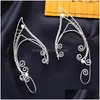 Clip-On Screw Back Backs Earrings Winding Vine Elf Ear Cuffs With Pearls Wing Sleeve Wrap Without Piercing For Bride Earcuff Wedding Dhus6