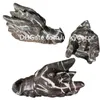 Toile d'araignée sculptée à la main Jasper Dragon Room Decor 10cm Web noir naturel Jasper Cristal de quartz Figurine de crâne d'animal Heailng Chakra Network Pierre Statue de tête de dragon