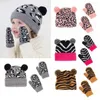 Berets Toddler Kids Girls Boys Cute Winter Eyflap Beanies Pom Hat Mittens baby babys for 0-3 years