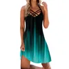 Casual Dresses Sleeveless Halter Neck Women's Dress Hollow Out Short Swing Boho Sundress Backless Beach Summer Vestidos