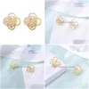Brincos de garanh￣o feminino Floral ￡gua doce P￩rola Candy Color Barroco Declara￧￣o feminina Brinco Casamento Ear unhas J￳ias de moda Drop D Dhekc