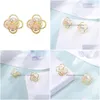 Orecchini a bottone Donna Floreale Perla d'acqua dolce Colore caramella Barocco Dichiarazione femminile Brinco Wedding Ear Nails Gioielli di moda Drop D Dhekc