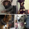 Dog Collars Pet Bandana Leather Spiked Studded Collar Scarf Neckerchief Fit For Medium Large Dogs Pitbull Boxer