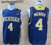 College Michigan Wolverines Trikots Basketball Glenn Robinson III 1 Trey Burke 3 Chirs Webber 4 Tim Hardaway Jr. 10 Glen Rice Jalen Rose