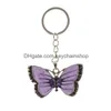 Porte-clés Cristal Animal Papillon Porte-clés Sier Mode Vintage Strass Chaîne Bijoux Cadeau Voiture Charms Titulaire Porte-clés 628 Z2 Dr Dhcqb