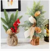 Christmas Decorations Artificial Tree Green Frost And Pine Table Window With Burlap Base Mini Potted Plants