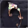 Orecchini con retro a vite con clip Colorf Winding Vine Elf Ear Cuffs con Crystal Wing Sleeve Wrap senza Piercing Earcuff Wedding Dhgk4