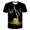 Heren t shirts 2023 vlam t-shirt heren muziek t-shirts 3d gitaar t-shirts casual note print kleding korte mouw