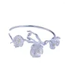 Chaines Bracelet ouvert de fleur argentée de style rétro 925 Sterling Hanfu Tempérament esthétique Forest simple