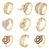 Band Rings Hecheng 2022 New Flower Heart Pearl Gold Color Rings for Women Wedding Party Jewelry Whoesale G230213