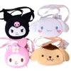 Sanrio милая плюшевая сумка-мессенджер Kuromi Cinnamonroll Kawaii, очаровательные плюшевые рюкзаки, мягкая сумка для хранения, кошелек для монет