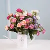 Fleurs décoratives 31 cm Camélia Soie Artificielle Bouquet De Fleurs 10 Tête Faux Pour La Maison De Mariage Arrangement Décor En Plein Air Jardin Artisanat