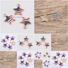 Charms Bk 200Pcs/Lot Enamel American Flag Star Pendant Patriotic 16X15Mm Good For Handmade Jewelry Making Drop Delive Dhxtb