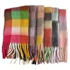 Automne et hiver Double face col arc-en-ciel Ac chaud gland châle femmes Long Plaid brossé couleur contraste Scarfcipa